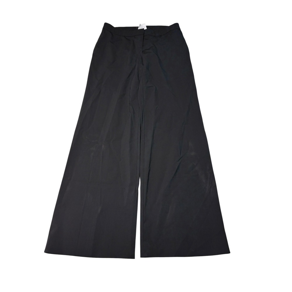 Hugo Boss Tirana1 Black Virgin Wool Wide Leg Trousers Womens Size 12 W34 L34